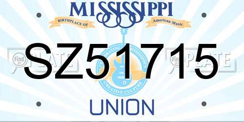SZ51715 Mississippi License Plate