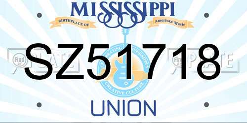 SZ51718 Mississippi License Plate
