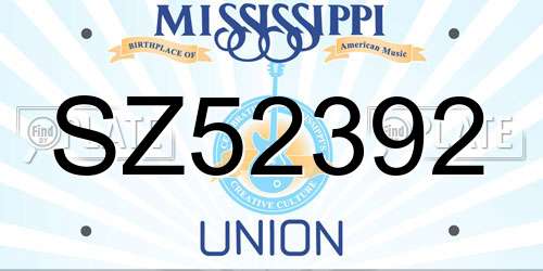 SZ52392 Mississippi License Plate