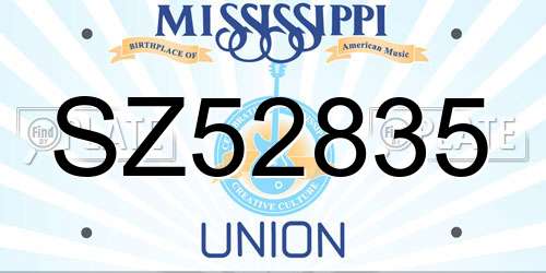 SZ52835 Mississippi License Plate