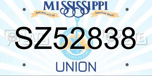 SZ52838 Mississippi License Plate