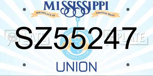 SZ55247 Mississippi License Plate