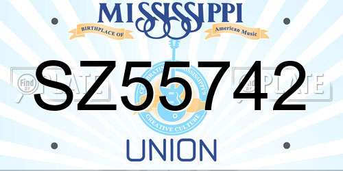 SZ55742 Mississippi License Plate