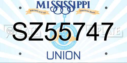 SZ55747 Mississippi License Plate
