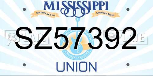 SZ57392 Mississippi License Plate