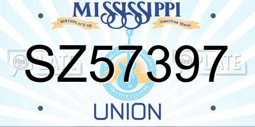 SZ57397 Mississippi License Plate