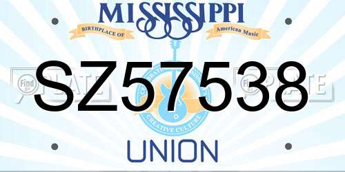 SZ57538 Mississippi License Plate
