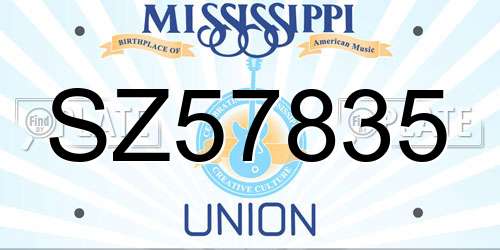 SZ57835 Mississippi License Plate