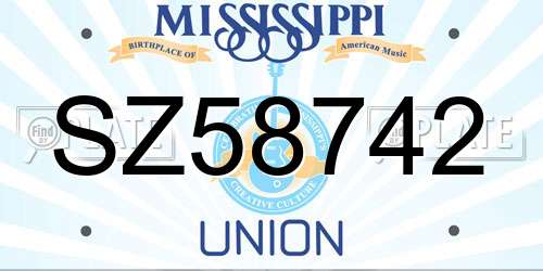 SZ58742 Mississippi License Plate