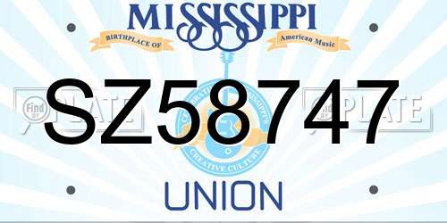 SZ58747 Mississippi License Plate