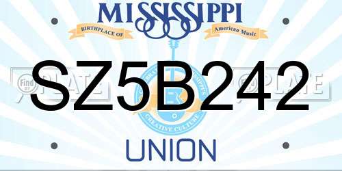 SZ5B242 Mississippi License Plate
