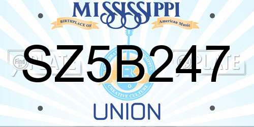 SZ5B247 Mississippi License Plate