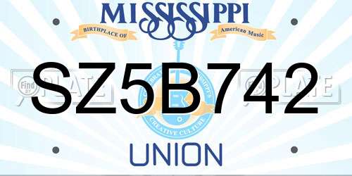 SZ5B742 Mississippi License Plate