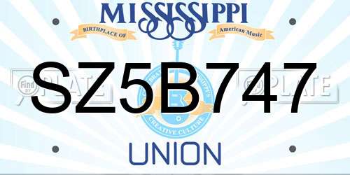 SZ5B747 Mississippi License Plate
