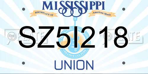 SZ5I218 Mississippi License Plate