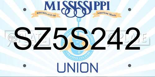 SZ5S242 Mississippi License Plate