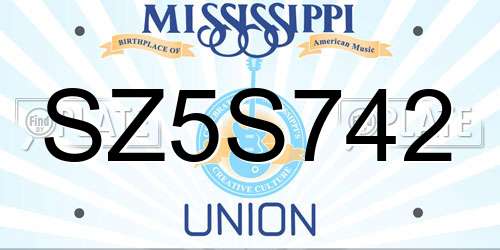 SZ5S742 Mississippi License Plate