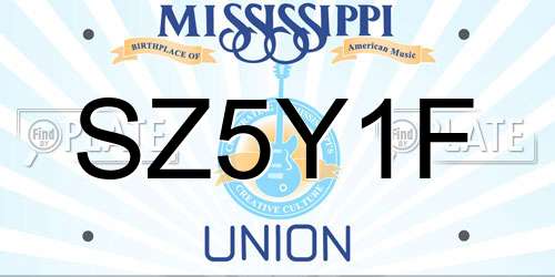 SZ5Y1F Mississippi License Plate