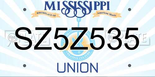 SZ5Z535 Mississippi License Plate
