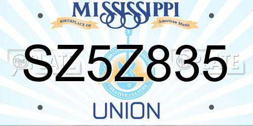 SZ5Z835 Mississippi License Plate