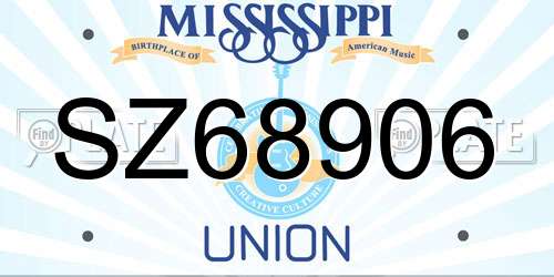 SZ68906 Mississippi License Plate
