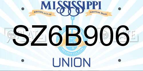 SZ6B906 Mississippi License Plate