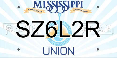 SZ6L2R Mississippi License Plate