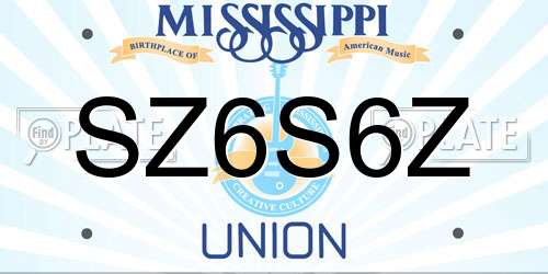 SZ6S6Z Mississippi License Plate