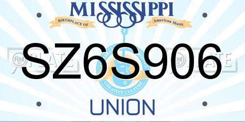 SZ6S906 Mississippi License Plate