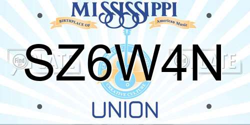 SZ6W4N Mississippi License Plate