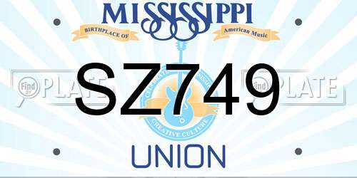 SZ749 Mississippi License Plate