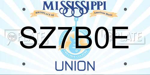 SZ7B0E Mississippi License Plate