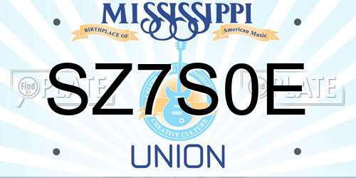 SZ7S0E Mississippi License Plate