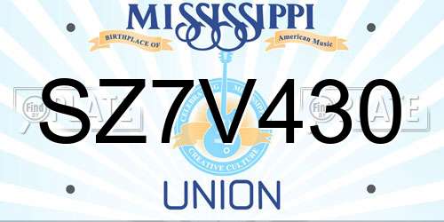 SZ7V430 Mississippi License Plate
