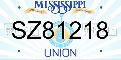 SZ81218 Mississippi License Plate