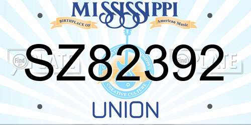 SZ82392 Mississippi License Plate