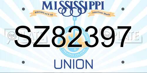 SZ82397 Mississippi License Plate