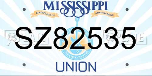 SZ82535 Mississippi License Plate