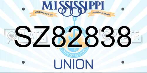 SZ82838 Mississippi License Plate