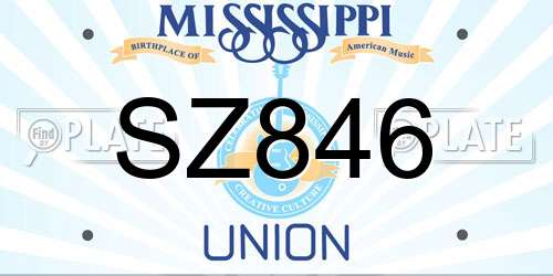 SZ846 Mississippi License Plate