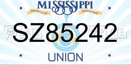 SZ85242 Mississippi License Plate