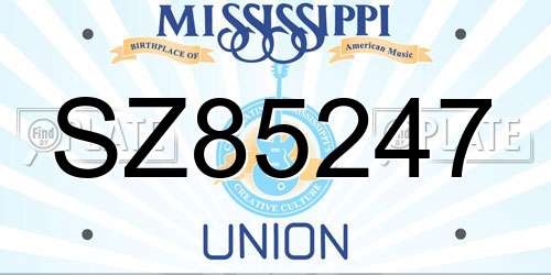 SZ85247 Mississippi License Plate