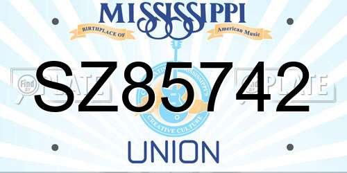 SZ85742 Mississippi License Plate