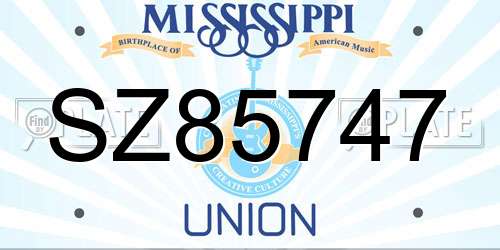 SZ85747 Mississippi License Plate