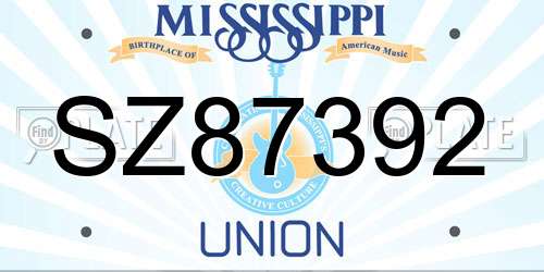 SZ87392 Mississippi License Plate