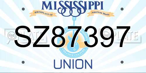 SZ87397 Mississippi License Plate