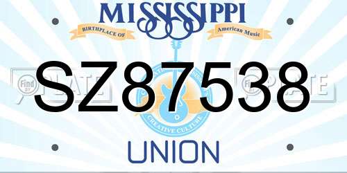SZ87538 Mississippi License Plate