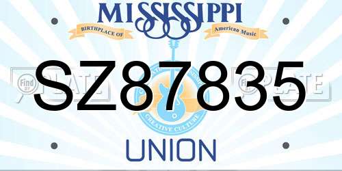 SZ87835 Mississippi License Plate