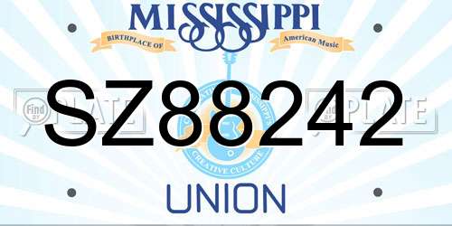 SZ88242 Mississippi License Plate