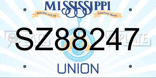 SZ88247 Mississippi License Plate